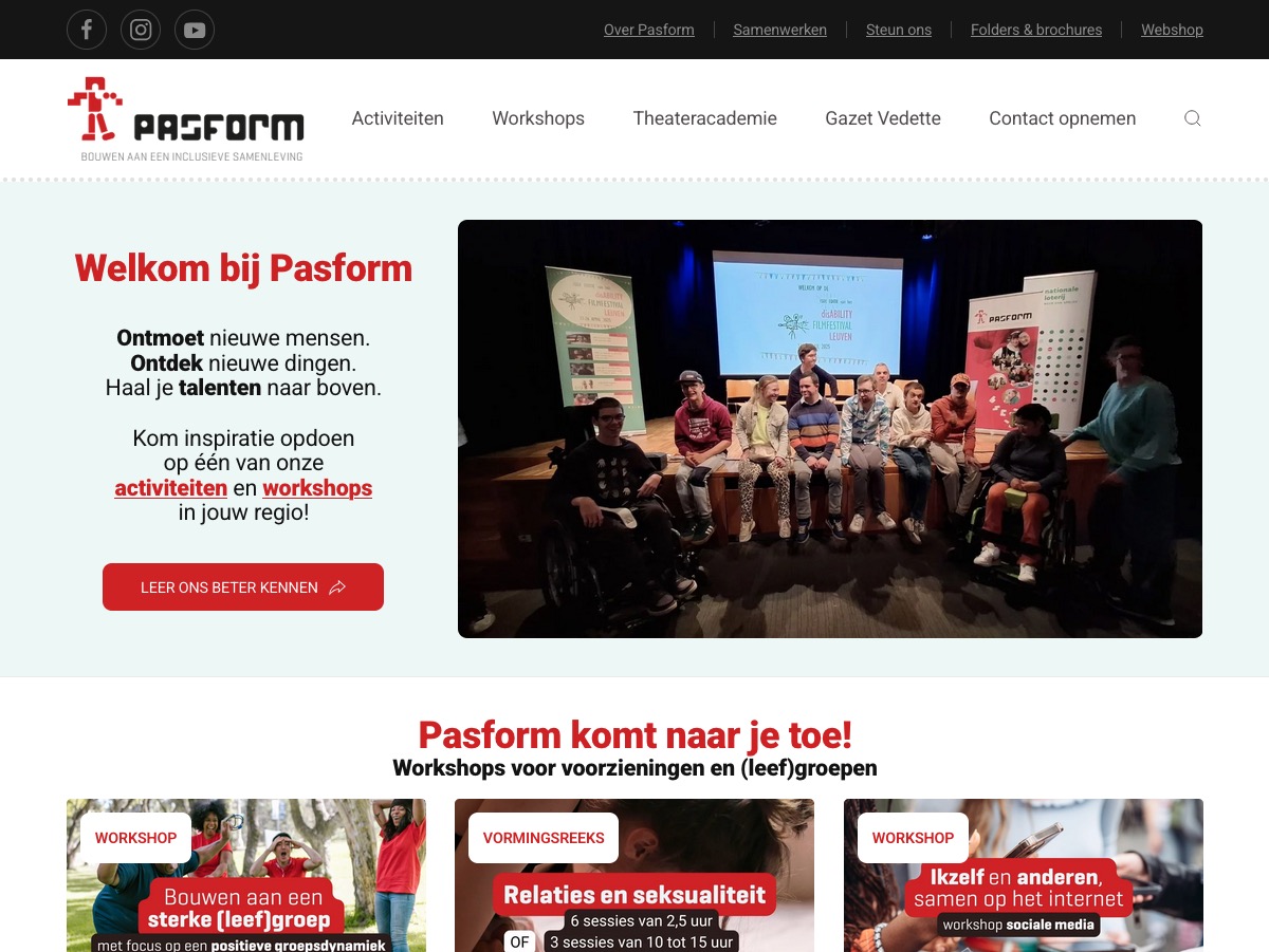 Studio De Oorzaak portfolio: website Pasform.be